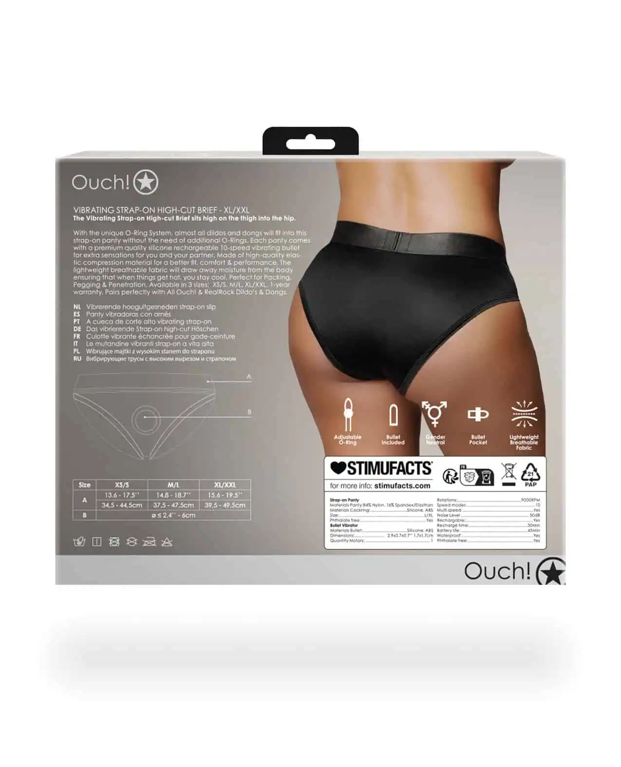 Shots Ouch Vibrating Strap On High-Cut Brief - Black XL/XXL - Image 2