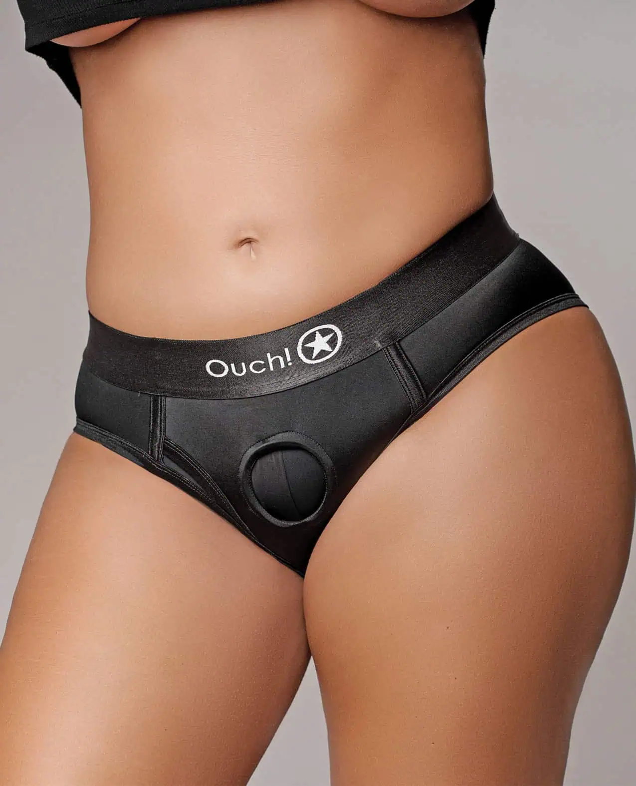 Shots Ouch Vibrating Strap On High-Cut Brief - Black XL/XXL - Image 3
