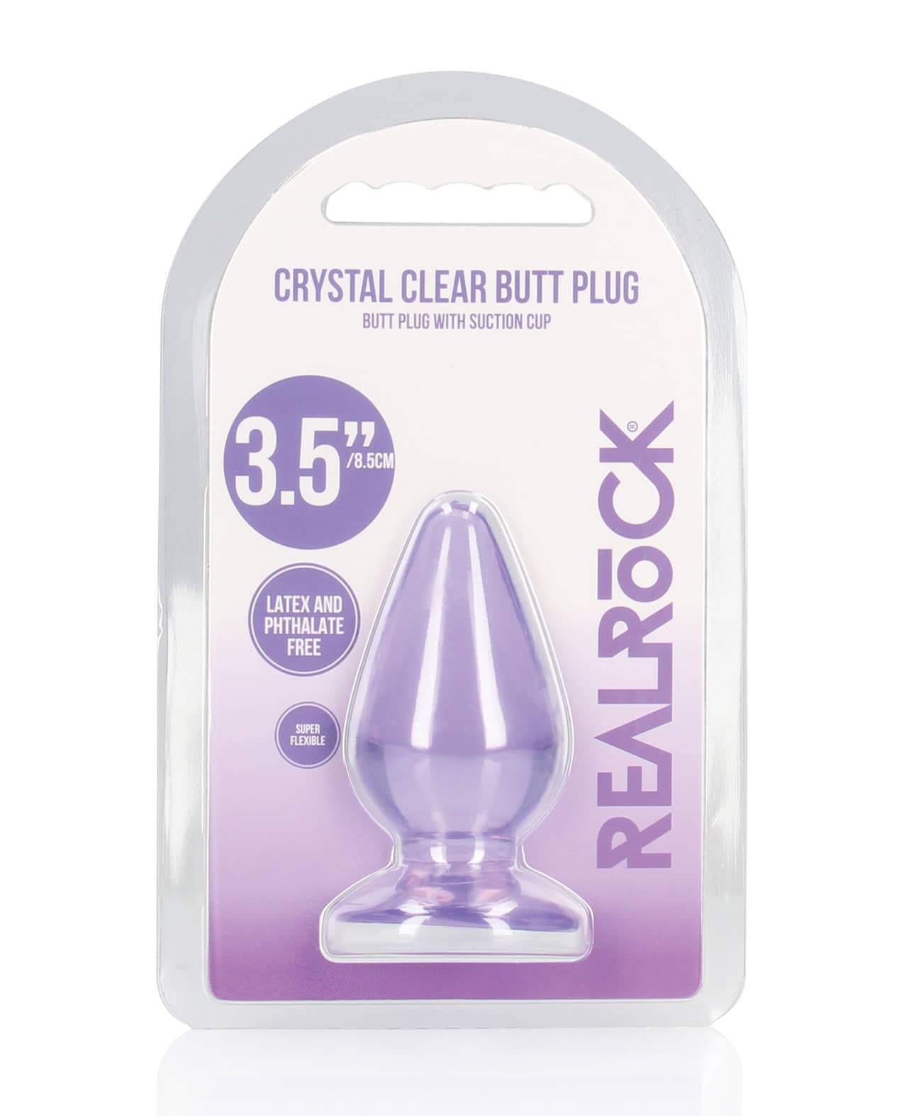 Buy Shots RealRock Crystal Clear 3.5" Anal Plug - Purple | Jack and Jill  Adult