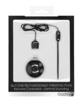 Shots Ouch Urethral Sounding Silicone Rechargeable & Remote Controlled Vibrating Plug - Black - Image 1
