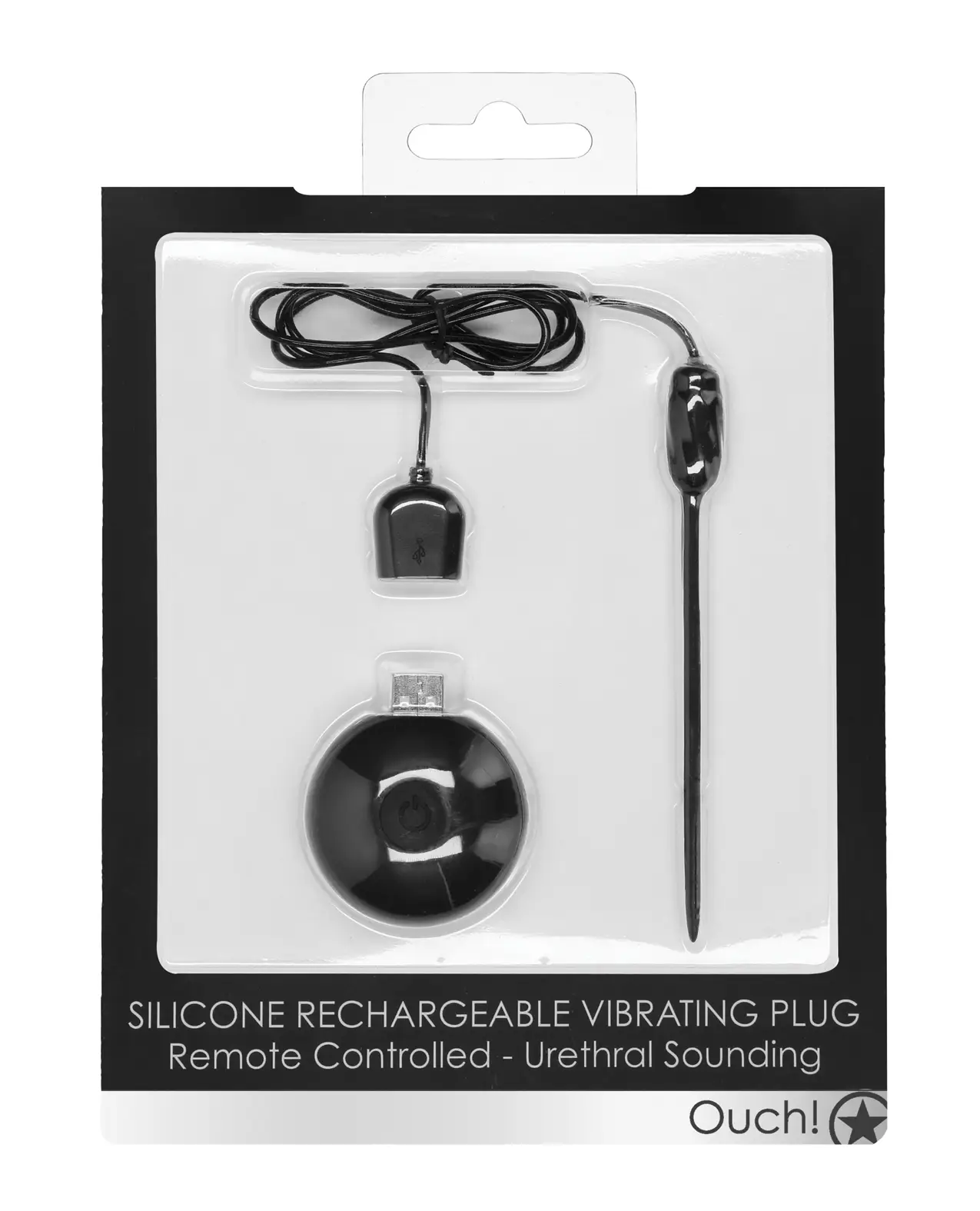 Shots Ouch Urethral Sounding Silicone Rechargeable & Remote Controlled Vibrating Plug - Black - Featured Image
