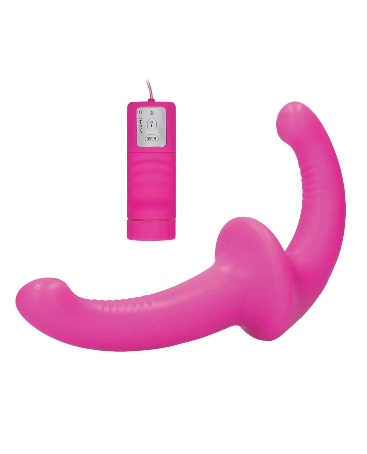 Shots Ouch Vibrating Silicone Strapless Strap On w/Controller - Pink - Image 3