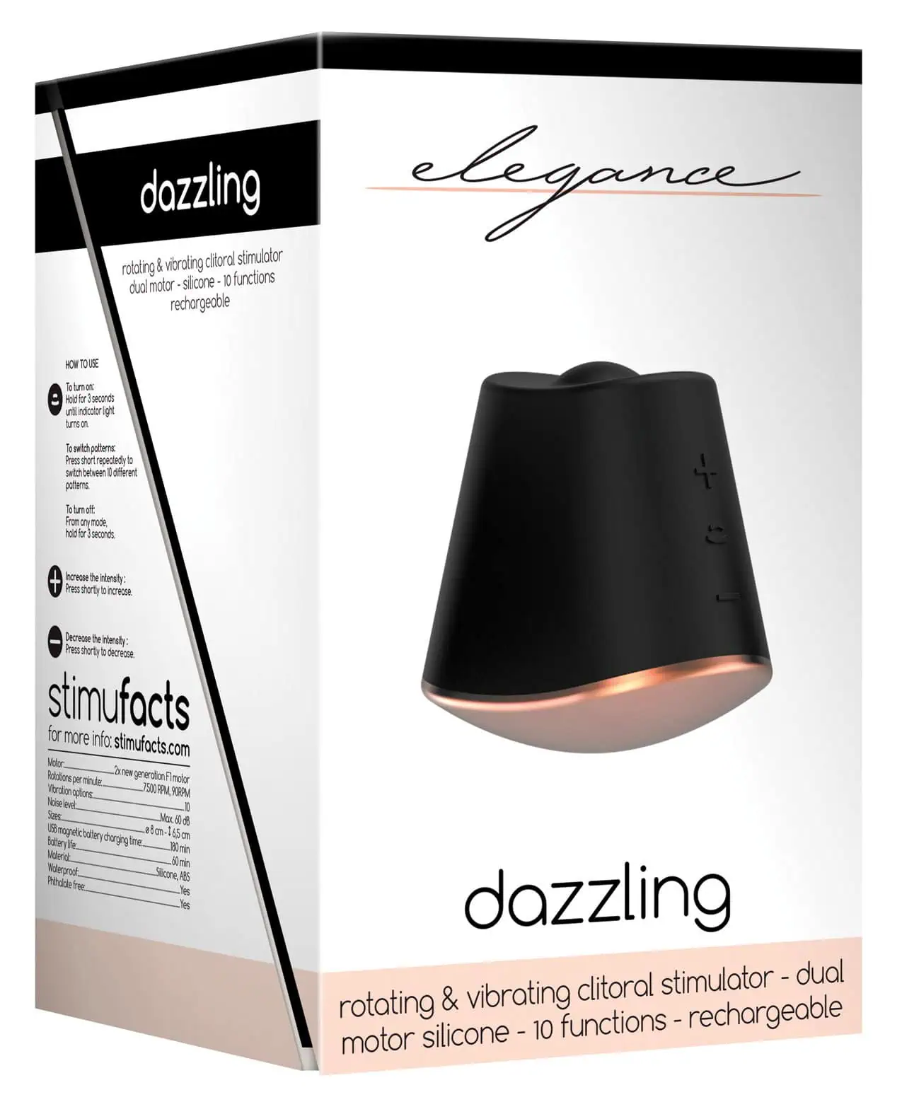 Shots Elegance Dazzling Rotating Clitoral Stimulator - 10 Speeds Black - Featured Image