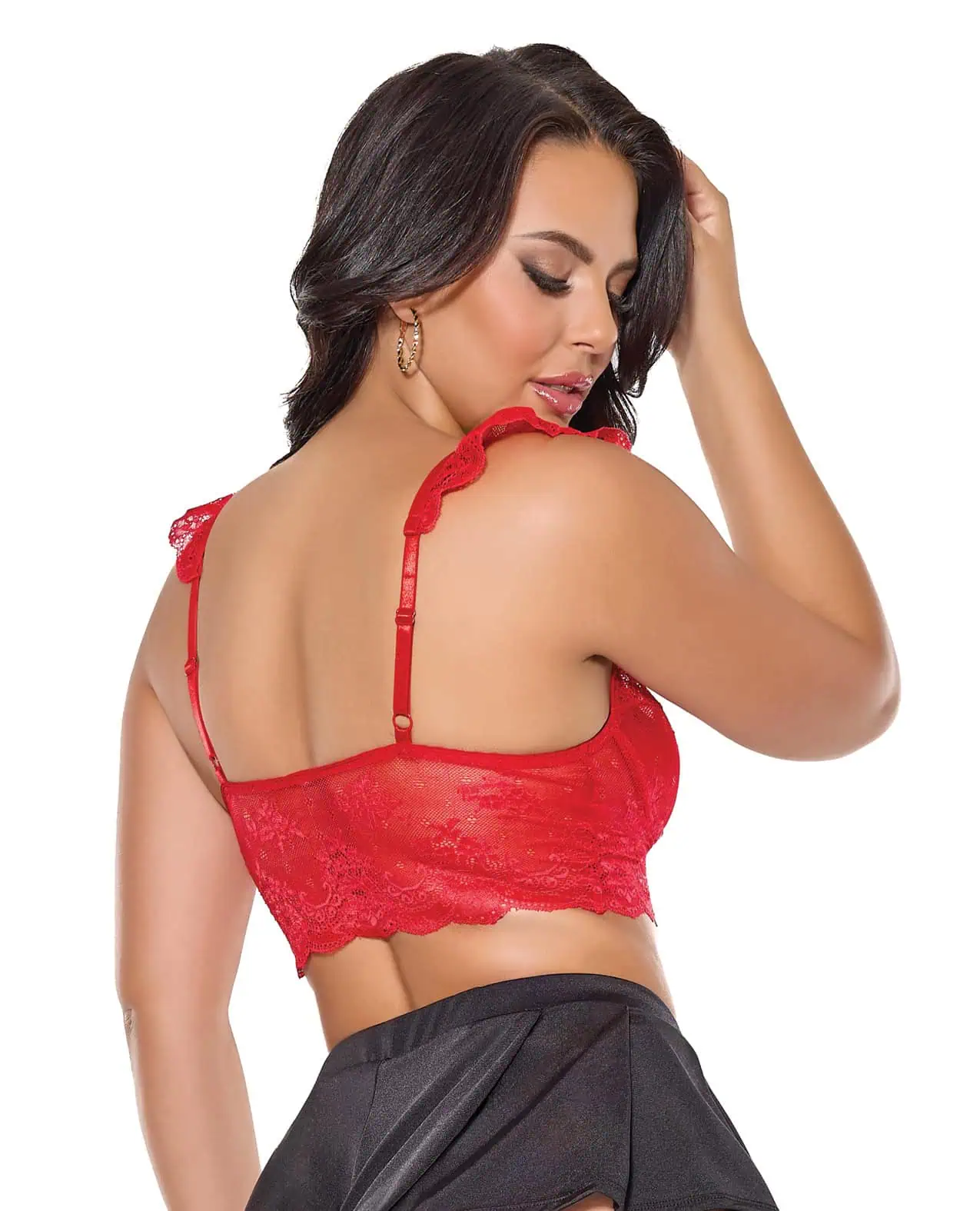 Scallop Stretch Lace Soft Cup Bralette - Red O/S - Image 3