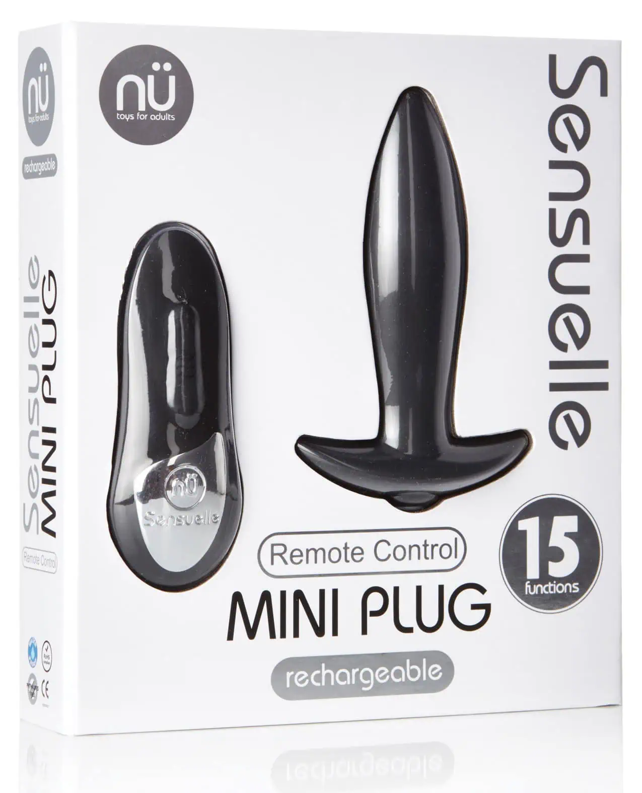 Sensuelle Remote Control Rechargeable Mini Plug - Black - Image 3