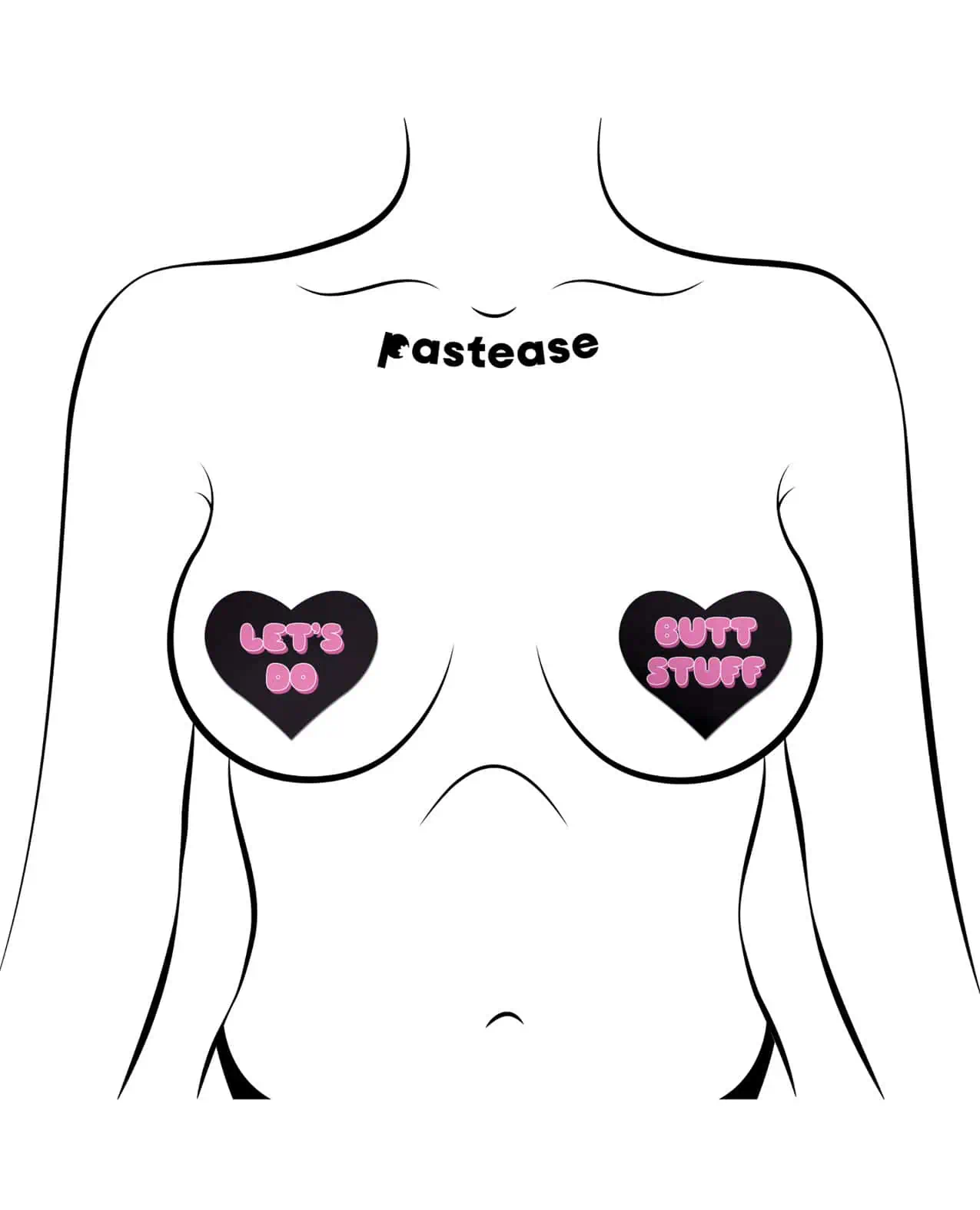 Pastease Premium Heart Let's Do Butt Stuff - Black/Pink O/S - Image 3