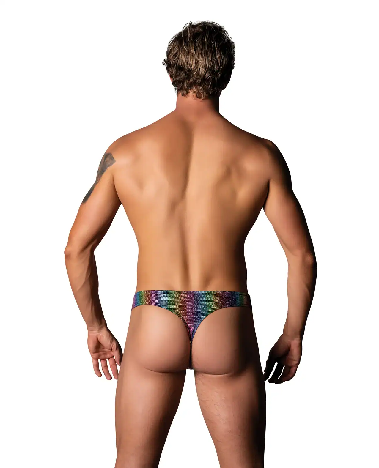 Pack & Play Thong w/Front Condom Pouch - Rainbow L/XL - Image 2