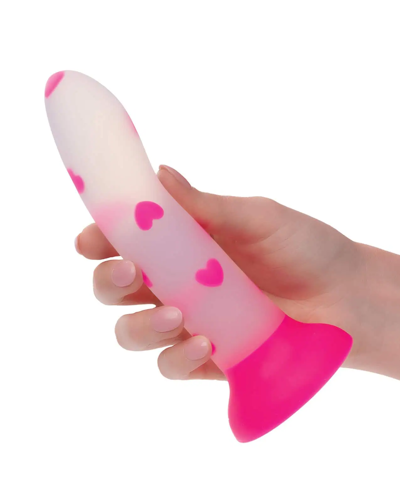 Glow Stick Heart Suction Cup Glow-in-the-Dark Dildo - Pink - Image 4