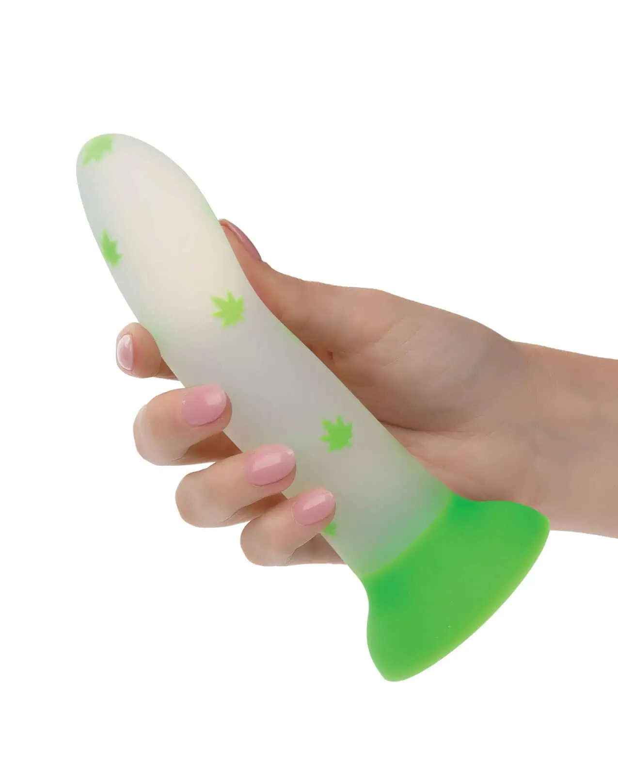 Glow Stick Leaf Suction Cup Glow-in-the-Dark Dildo - Green - Image 4