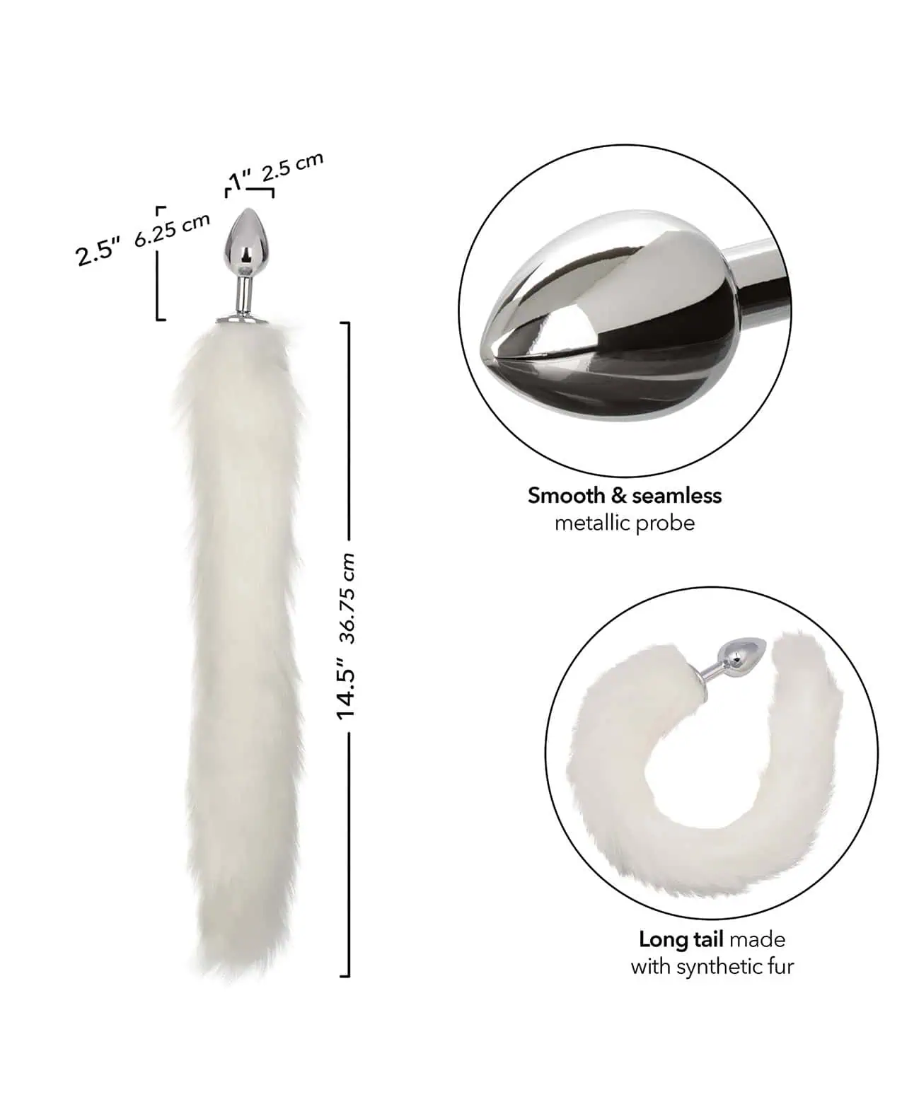Running Wild White Tail Metallic Anal Probe - Image 3