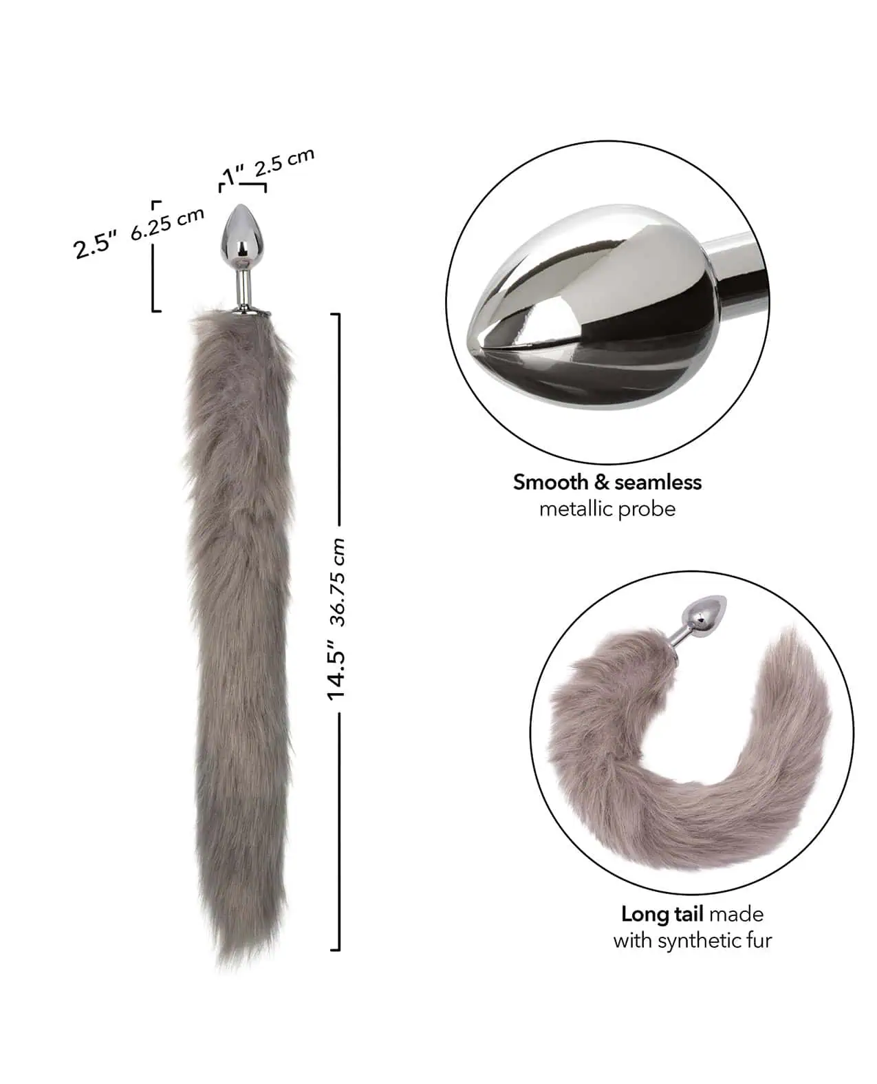 Running Wild Grey Tail Metallic Anal Probe - Image 3