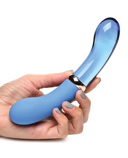 Prisms Vibra Glass 10X Dual End G Spot Vibrator Blue - Image 3