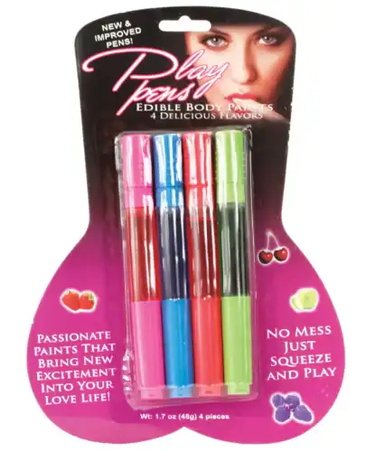 Play Pens Edible Body Paint Brushes 4 Delicious Flavors