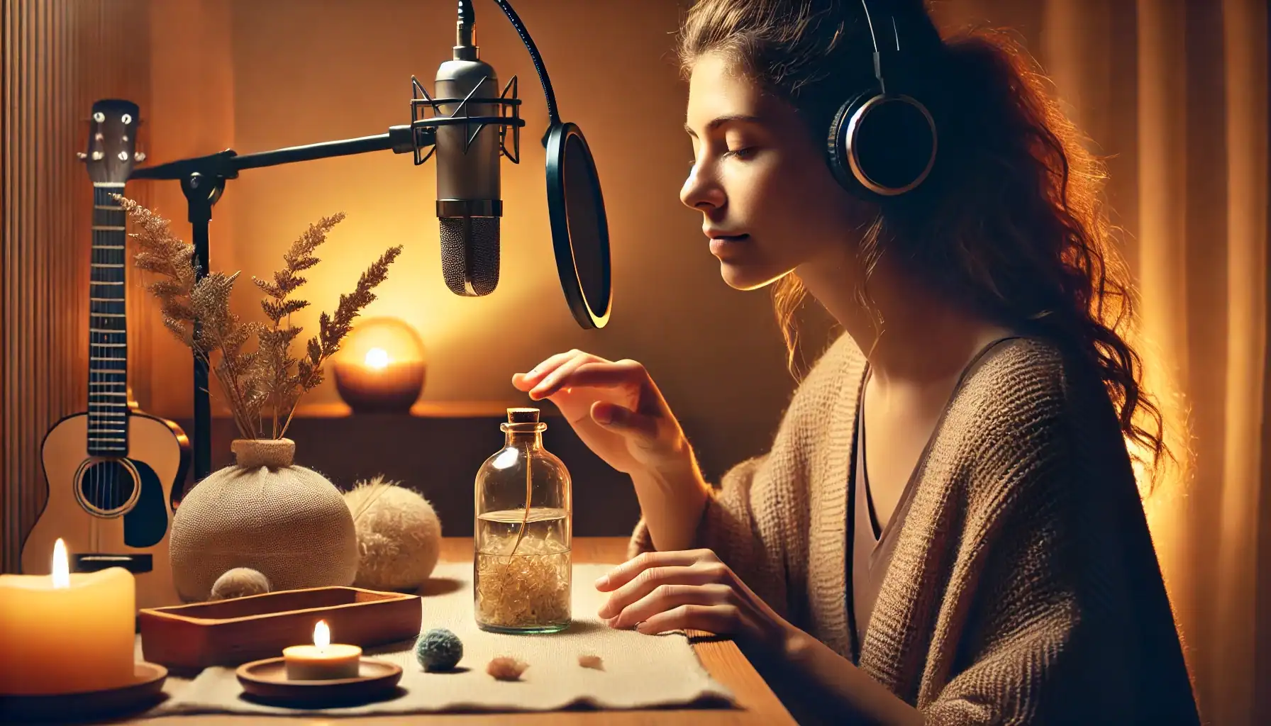 A woman practicing ASMR