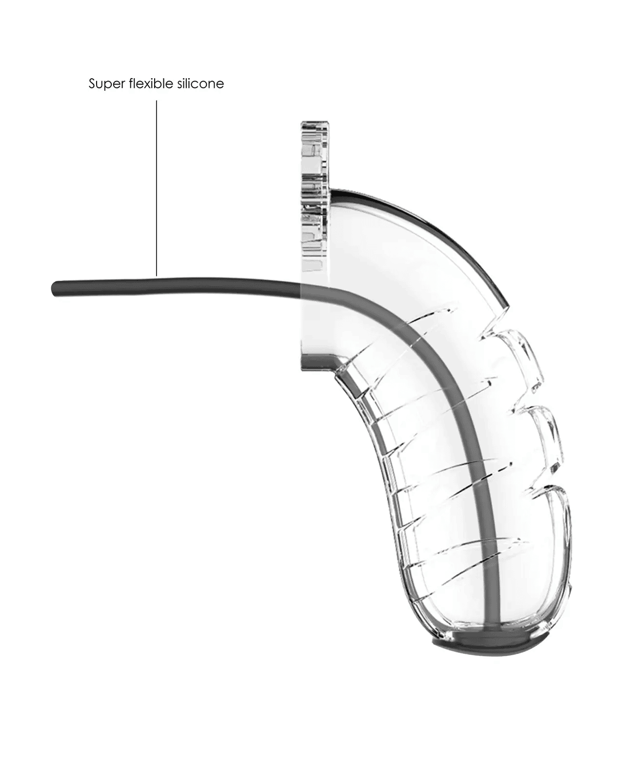 Shots Man Cage 4.5″ w/Silicone Urethral Sounding – Clear