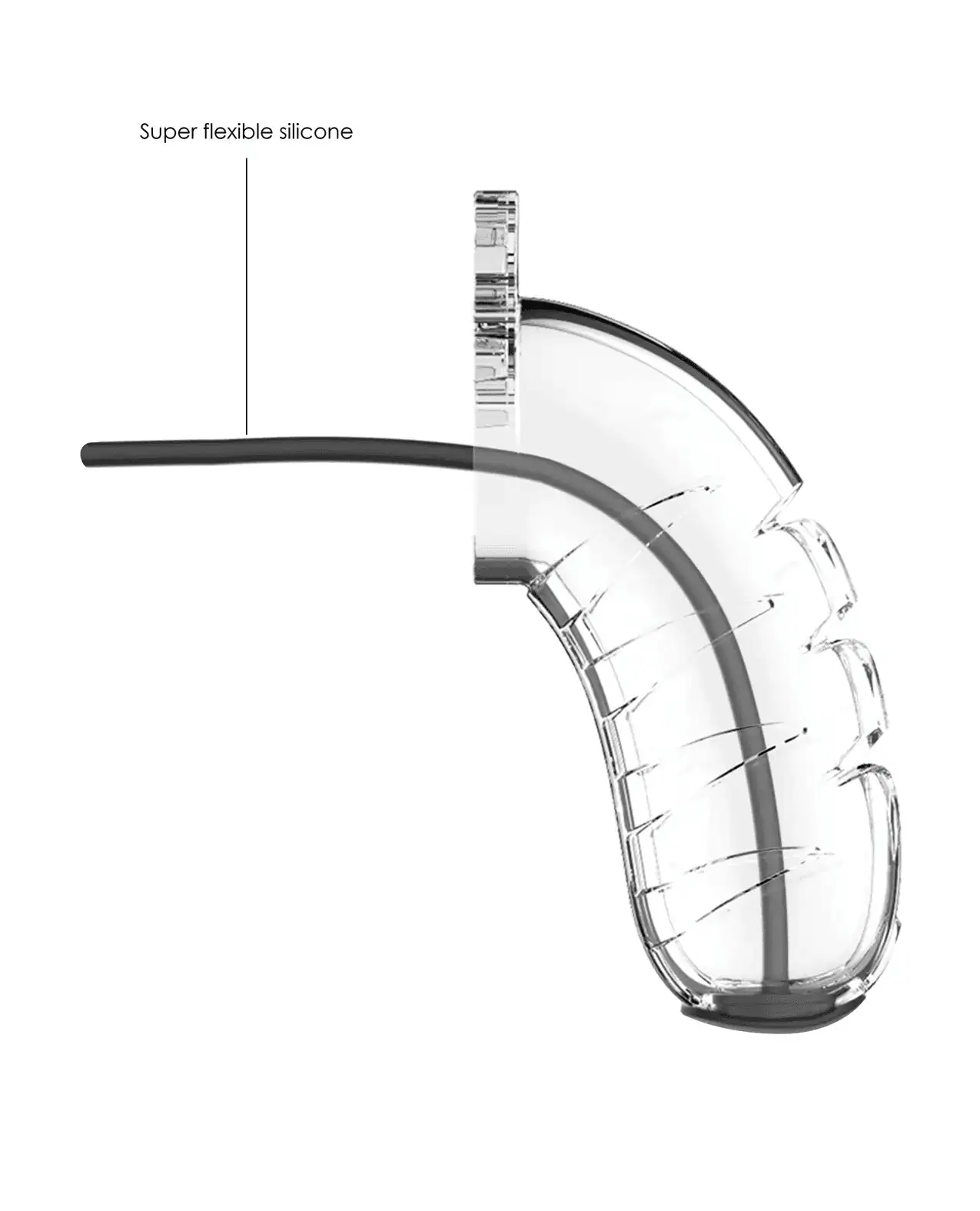 Shots Man Cage 4.5″ w/Silicone Urethral Sounding – Clear