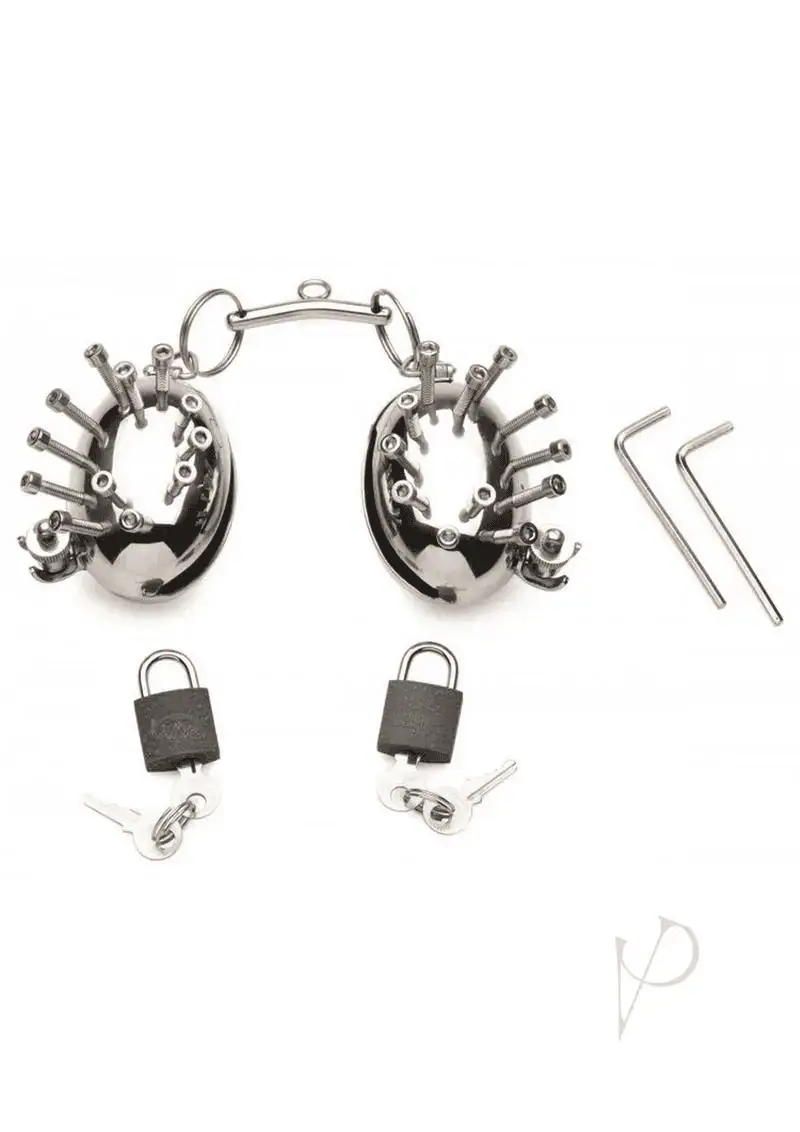 Master Series Scrotum Egg Shells with Spikes Stainless Steel