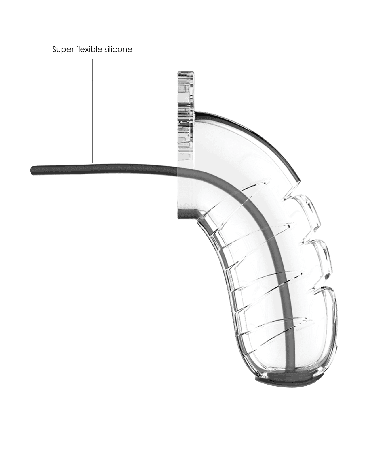 Shots Man Cage 4.5″ w/Silicone Urethral Sounding – Clear