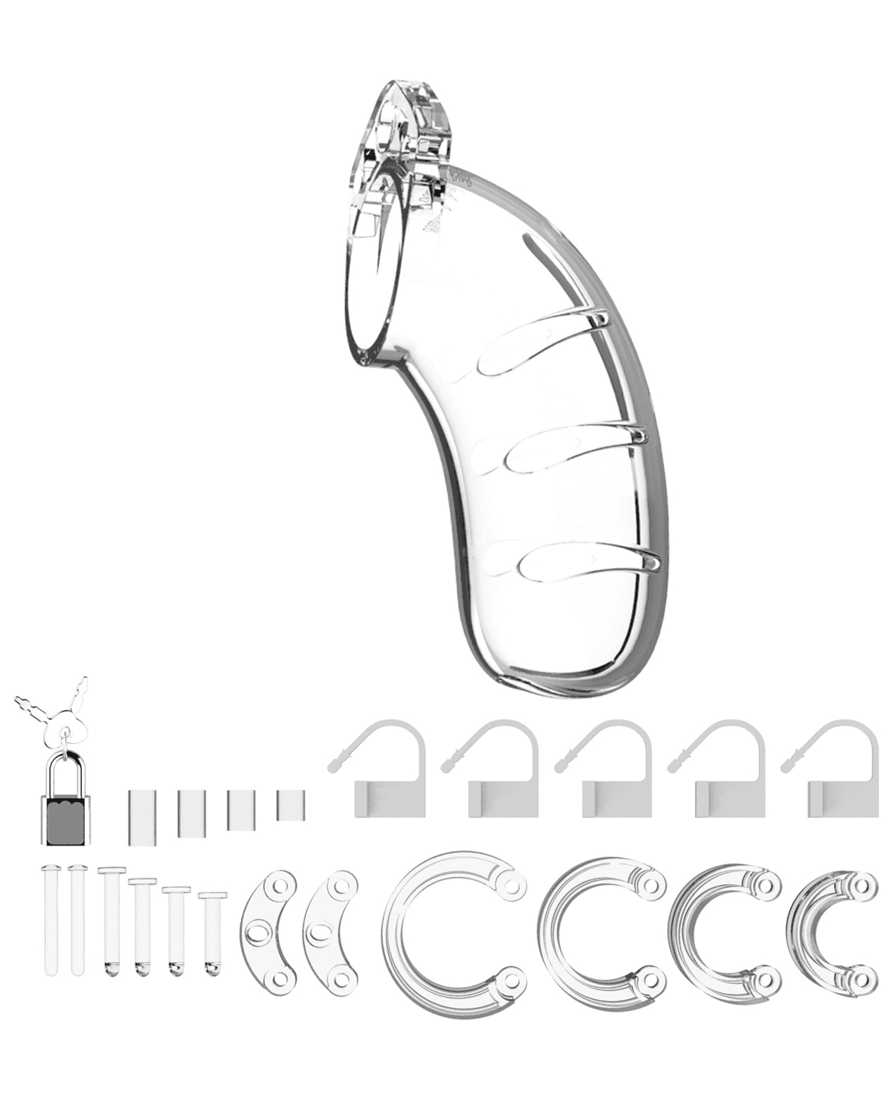 Shots Man Cage Chastity 4.5″ Cock Cage Model 3 – Clear