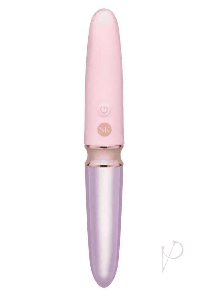 Secret Kisses Glass Lipstick Rechargeable Silicone Dual End Vibrator – Pink/Clear