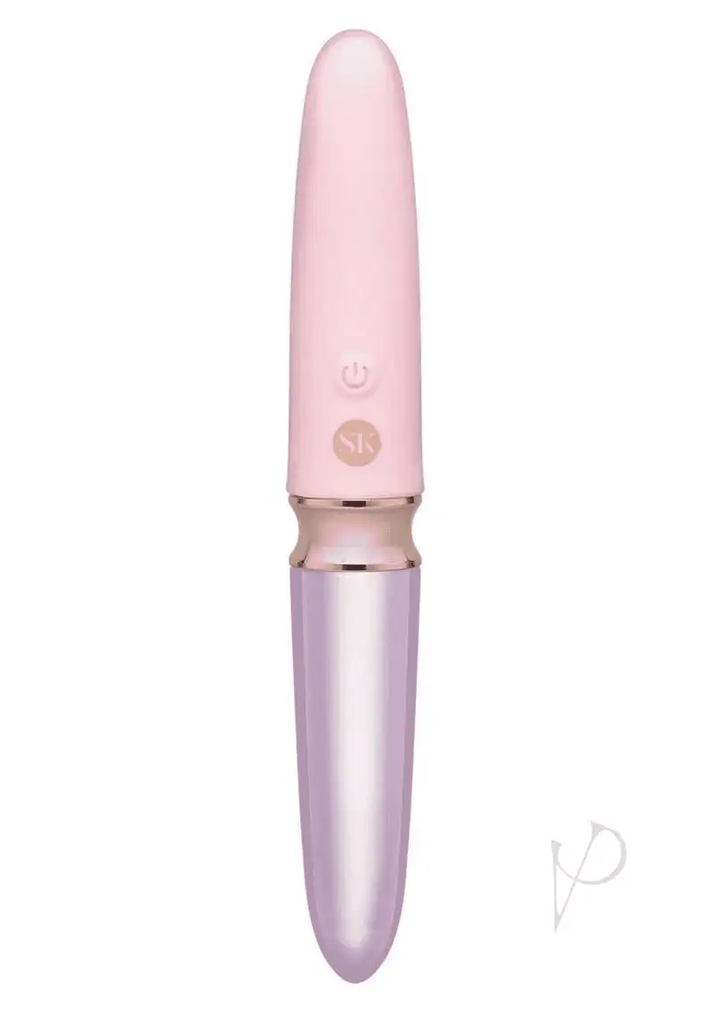 Secret Kisses Glass Lipstick Rechargeable Silicone Dual End Vibrator – Pink/Clear