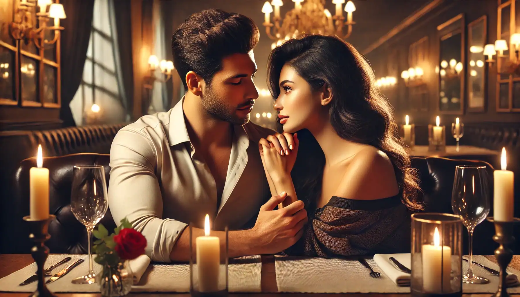 A couple engaged in romantic talk