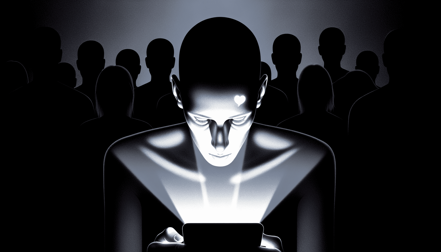 Illustration of a person feeling anxious while using social media