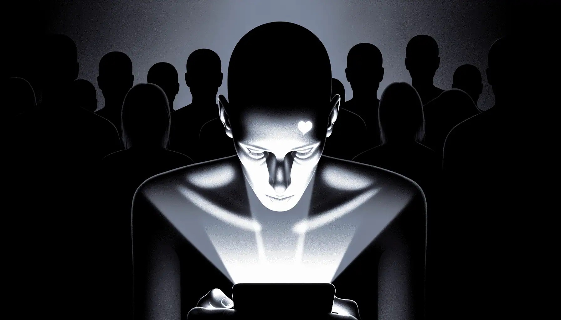 Illustration of a person feeling anxious while using social media