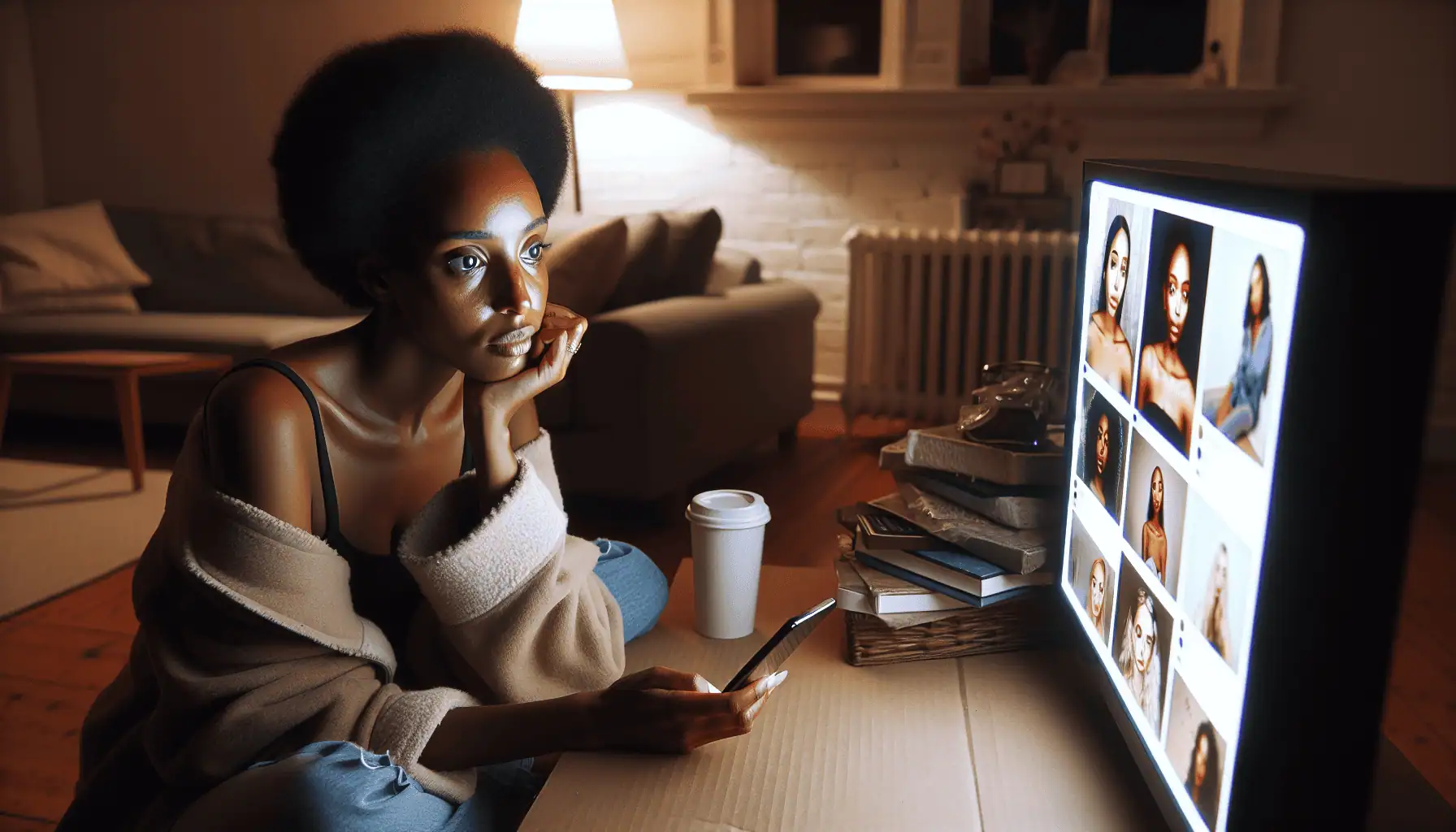 Illustration of a person realizing the curated nature of social media