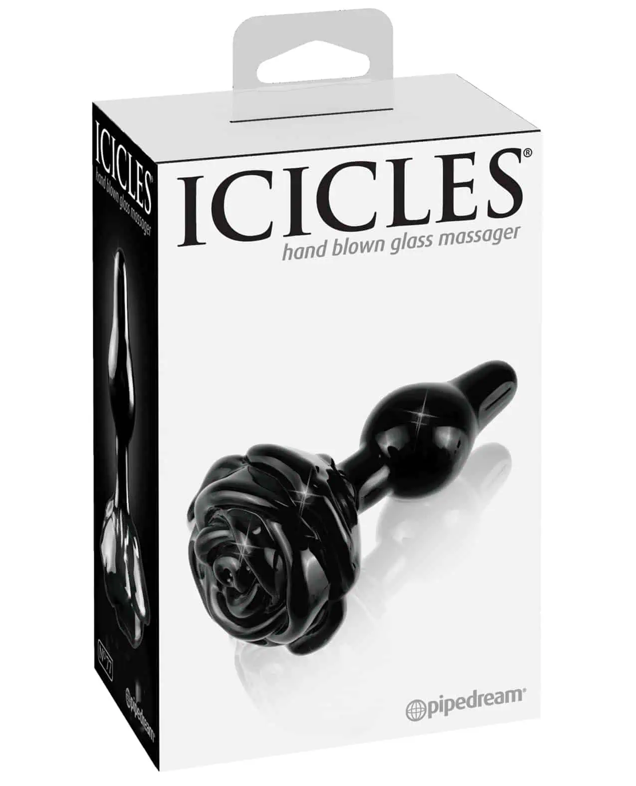 Icicles No. 77 Hand Blown Glass Rose Butt Plug – Black