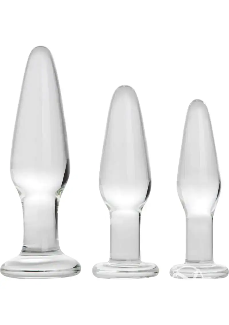 Prisms Erotic Glass Dosha 3pc Glass Anal Plug Kit
