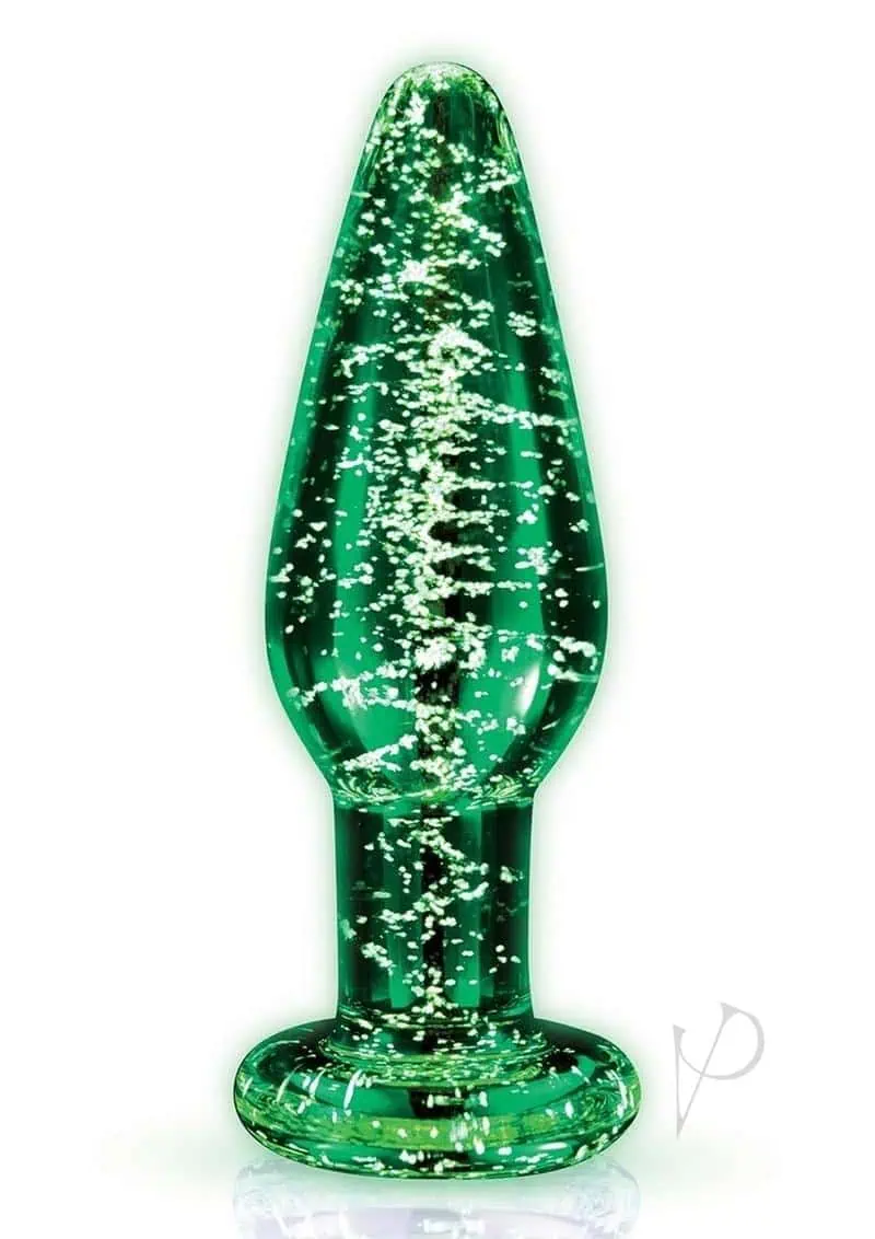 Whipsmart Glass Butt Plug with Flat Base 3.5in – Clear / Glow in the Dark