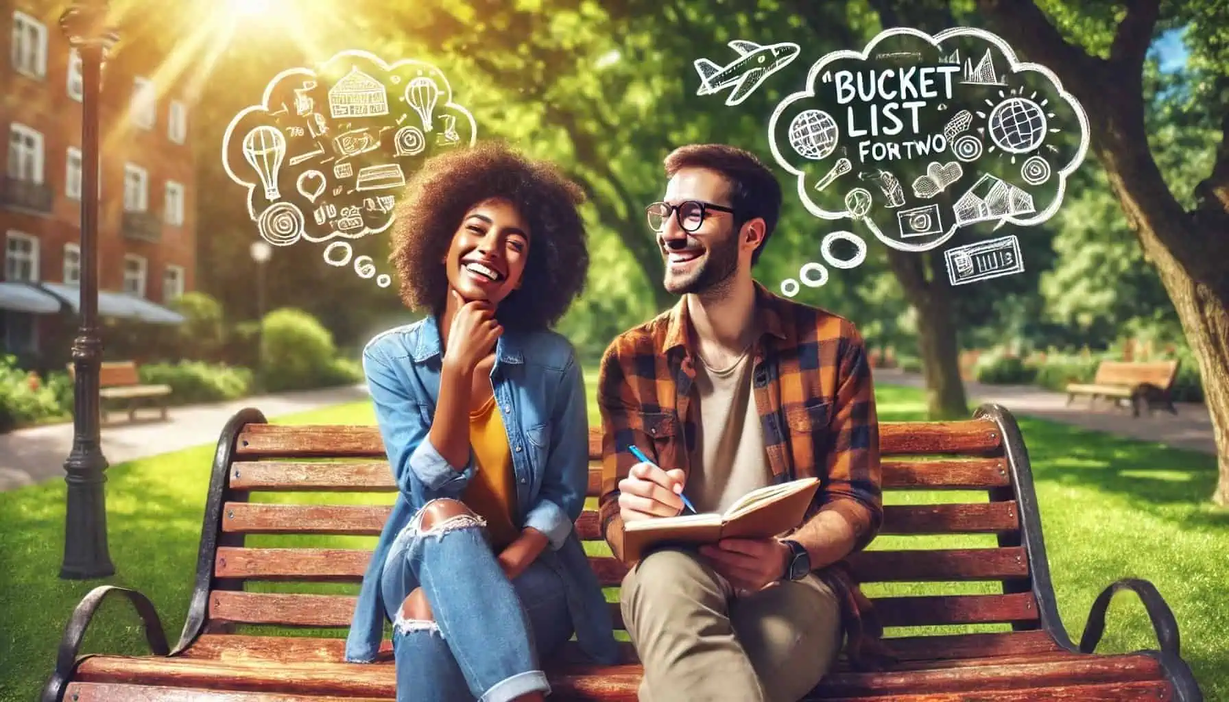 A couple planning their 'bucket list for two'