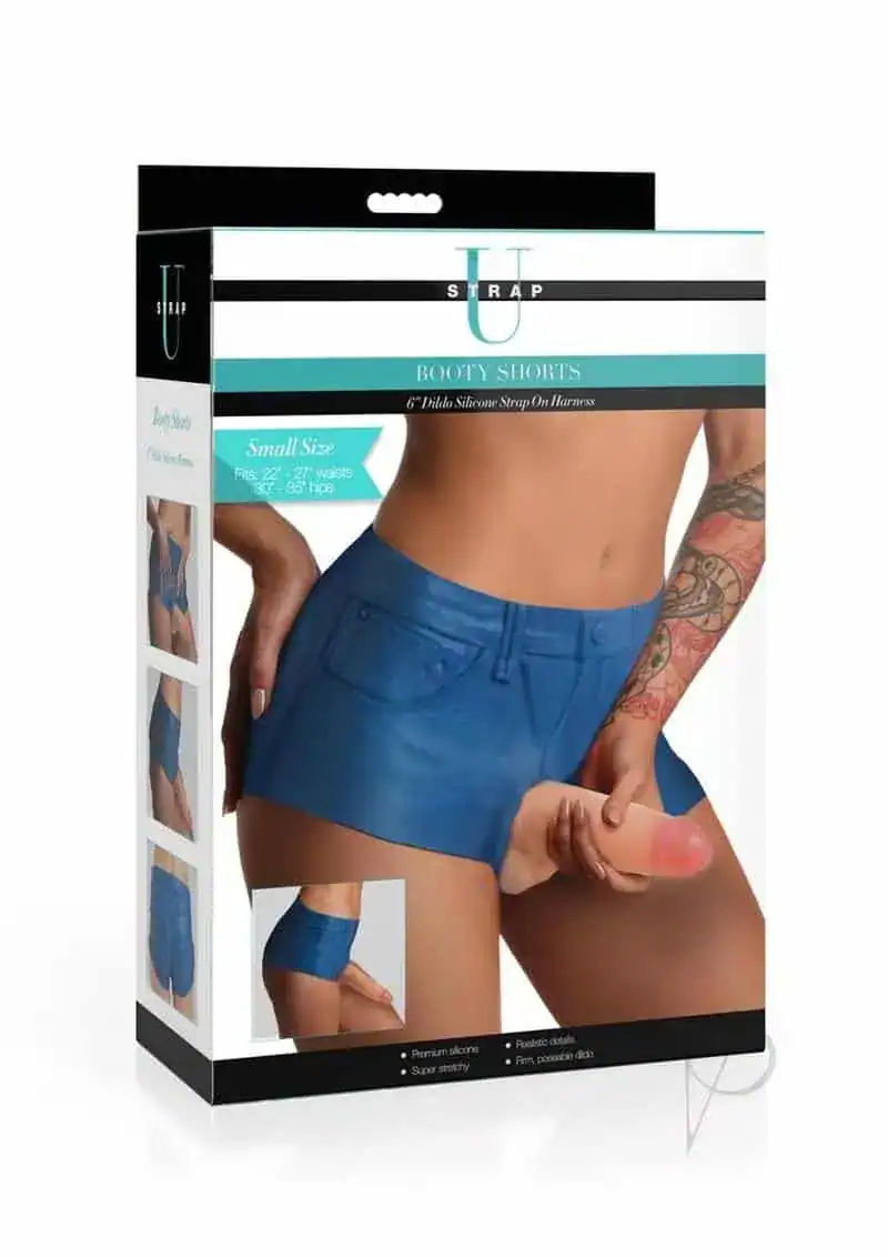 Booty Shorts Harness with 6″ Dildo – Small