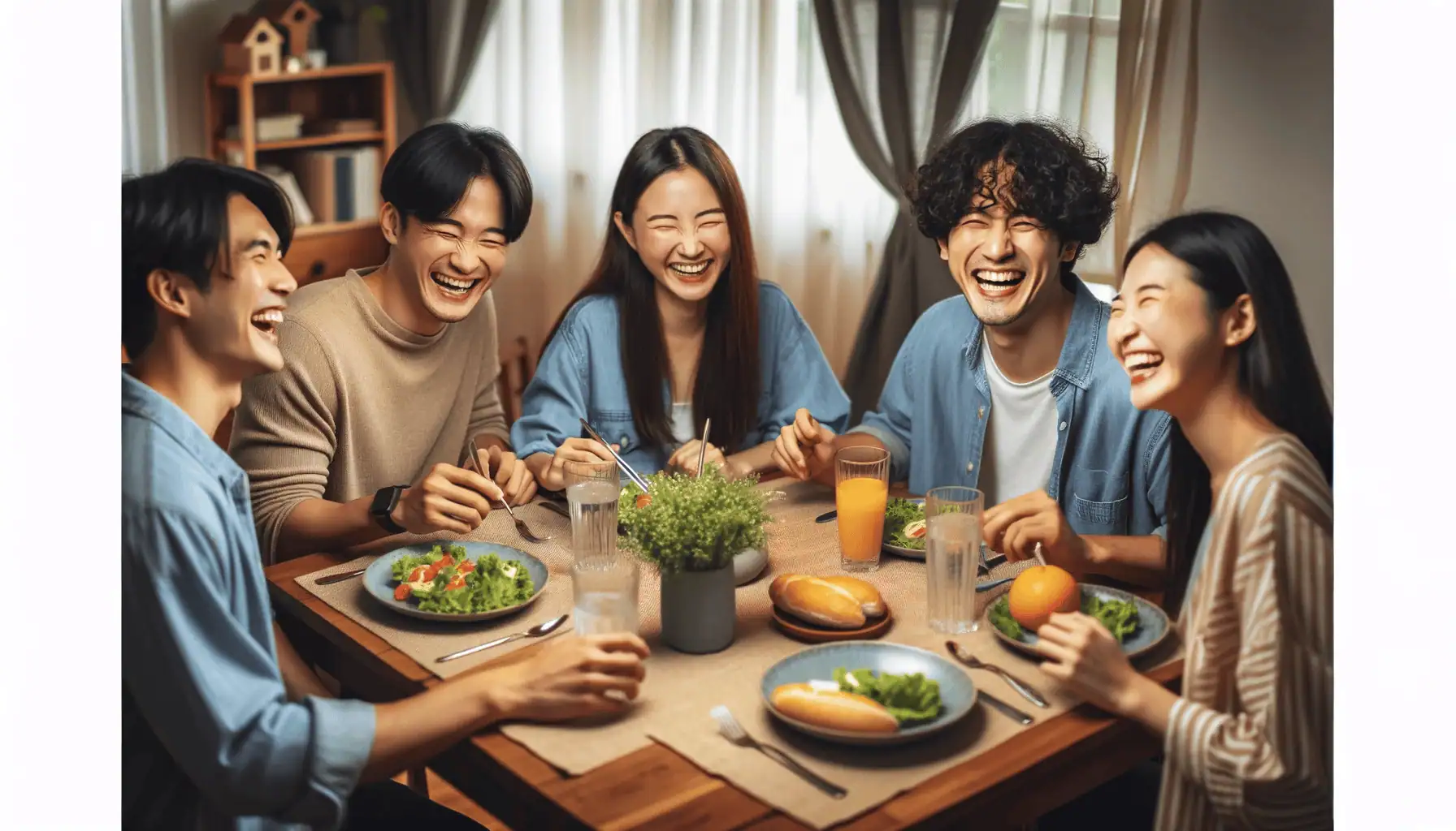 A group of friends enjoying a meal togeher 