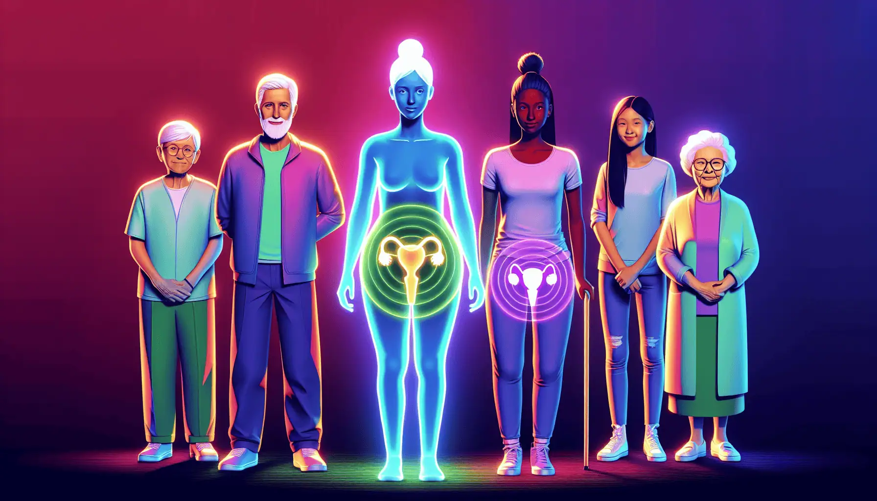 Illustration of pelvic floor health for men and women