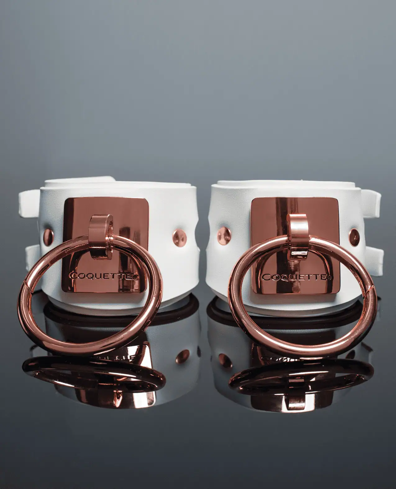 Pleasure Collection Adjustable Handcuffs – White/Rose Gold