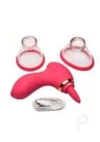 Lickgasm Plump Pleasure Licking And Sucking Rechargeable Silicone Clitoral Stimulator - Pink - Image 2