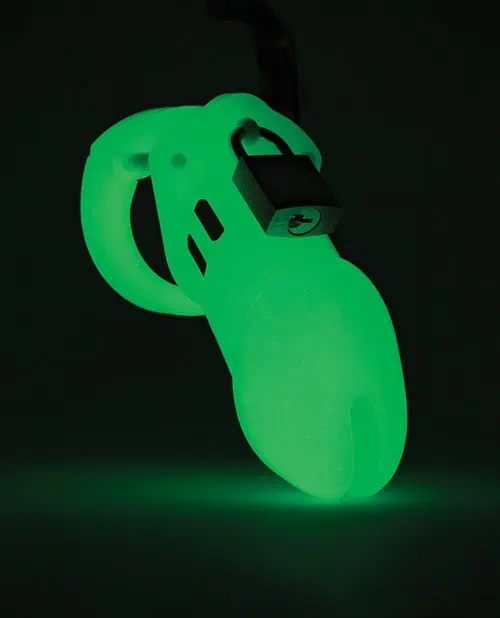 CB-6000 3 1/4" Cock Cage & Lock Set - Glow in the Dark - Image 3