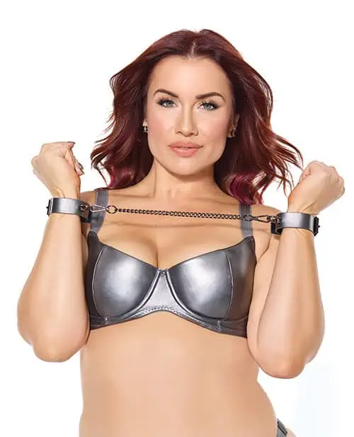 Gunmetal Glam Cuffs w/Removable Chain - Image 5