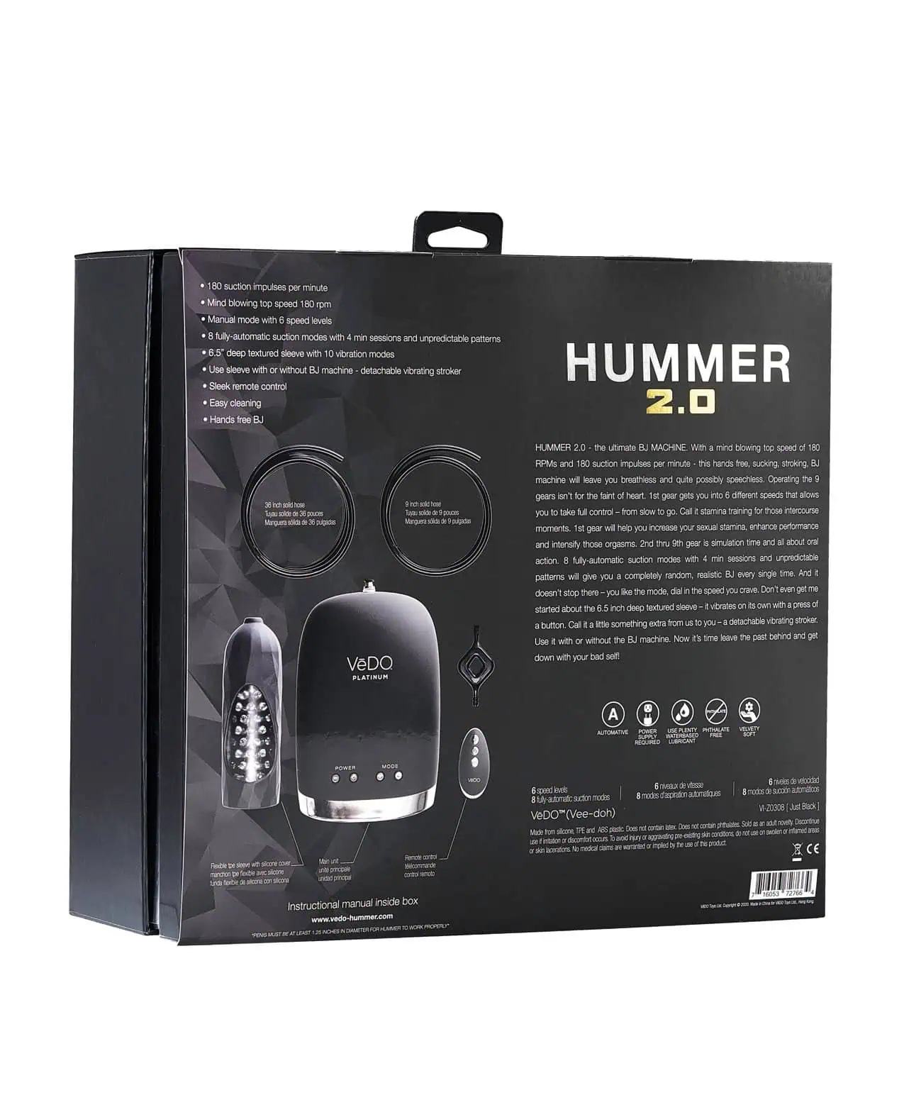 VeDO Hummer 2.0 Masturbator - Black - Image 2