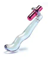 Cristal Twilight Glow Glass Dildo w/Clitoral Vibrator - Image 1