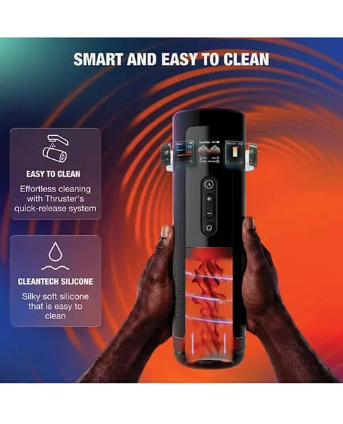 Arcwave Thruster Rechargeable Silicone App Compatible Stroker - Black/Orange - Image 6