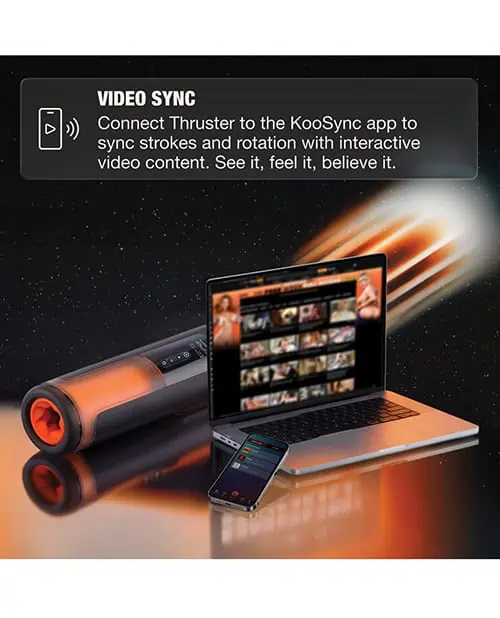 Arcwave Thruster Rechargeable Silicone App Compatible Stroker - Black/Orange - Image 8