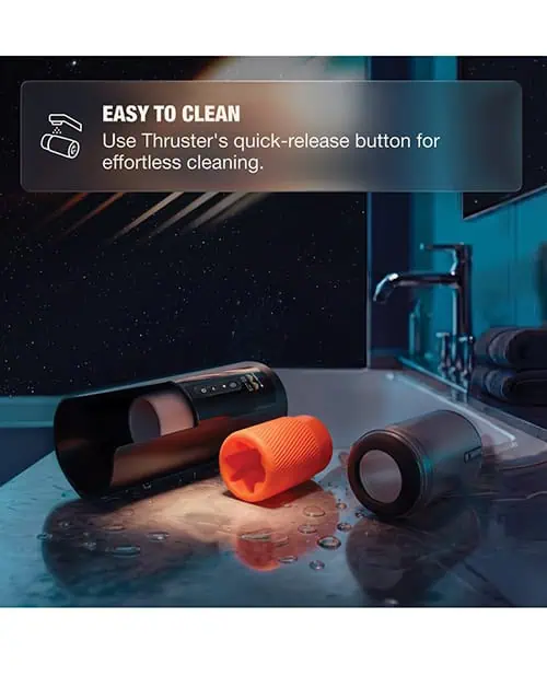 Arcwave Thruster Rechargeable Silicone App Compatible Stroker - Black/Orange - Image 9